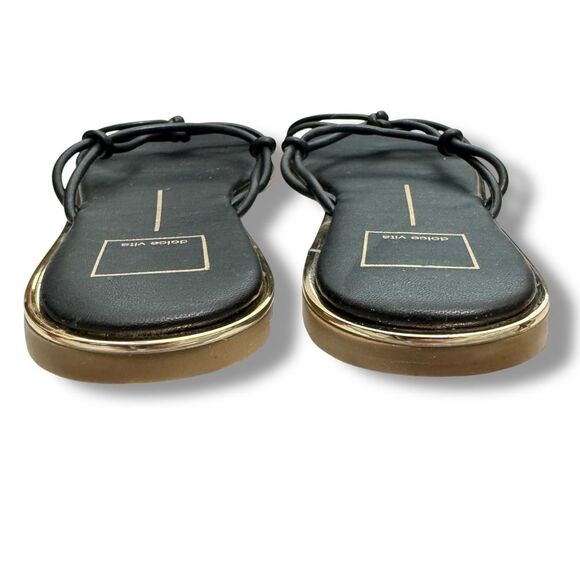 Dolce Vita Flat Sandals Strappy Knotted Square Toe Black and Gold Size 9.5 - Picture 6 of 8